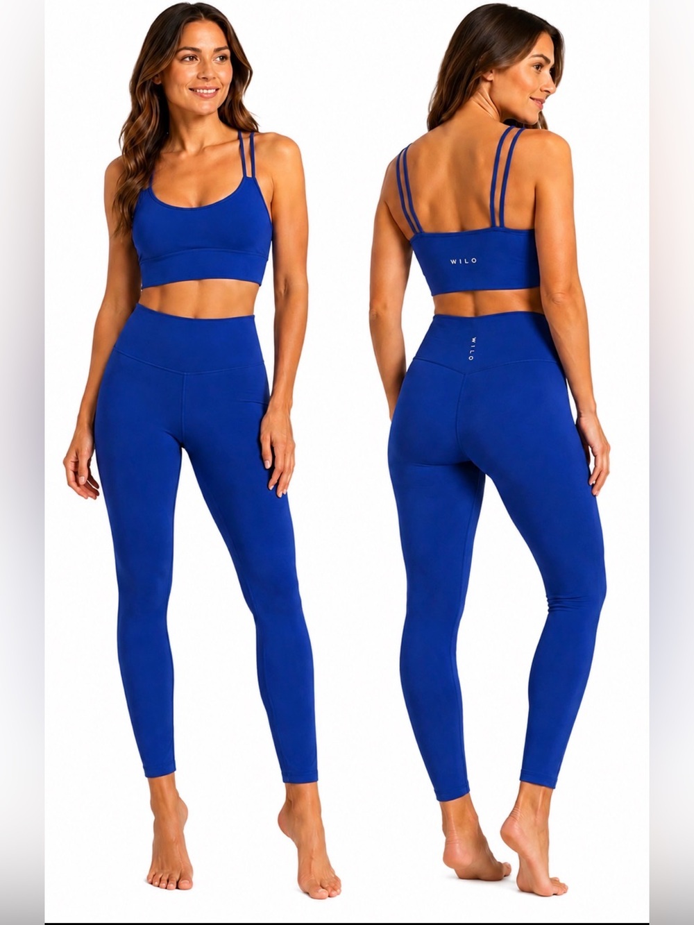 Wilo The Label Double Layer Bra Leggings Set Sicily Blue M NWT